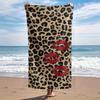 Stylish Leopard Print Red Lips Beach Towel, Absorbent for Pool Beach Quick Dry