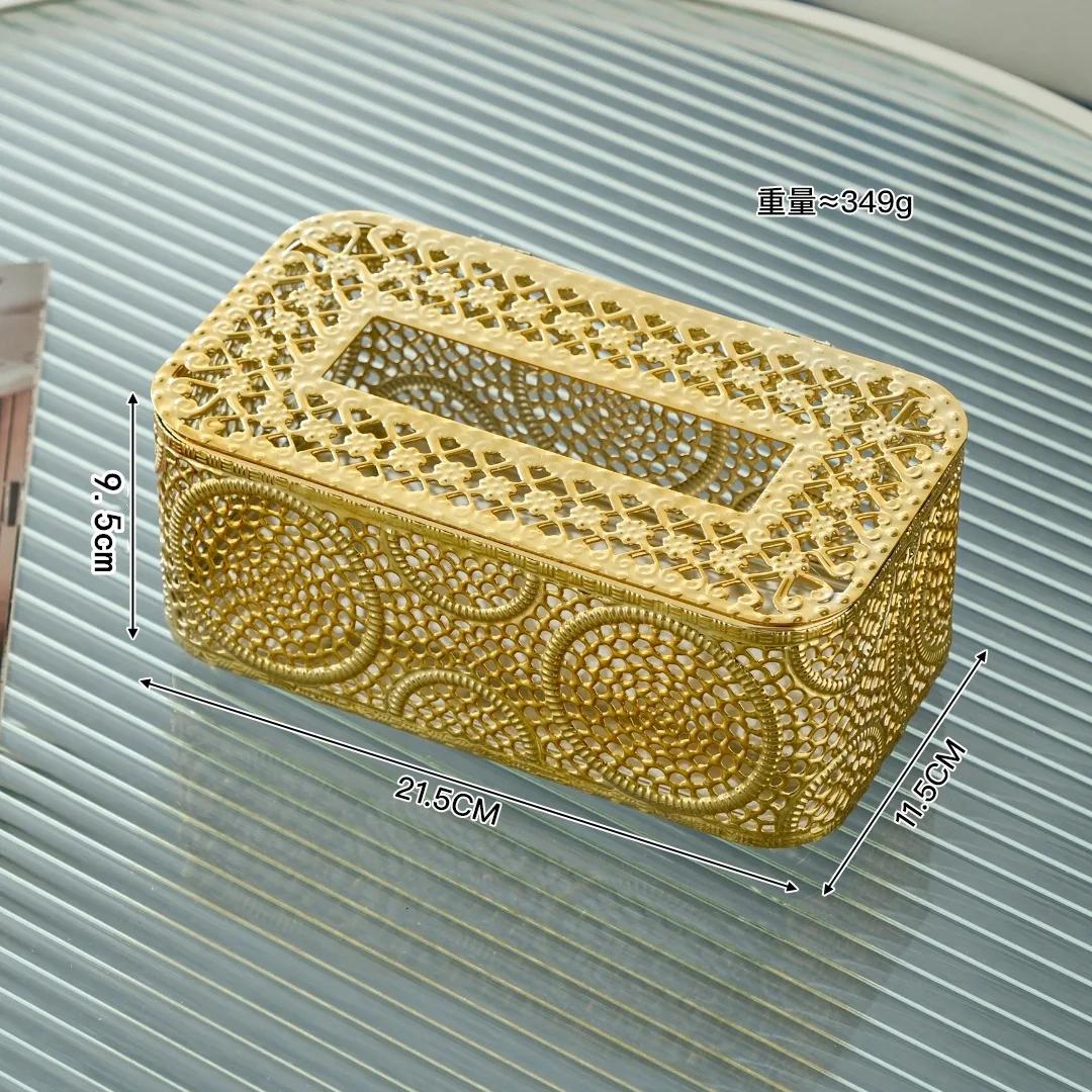 

Golden Tissue Box Living Room Bedroom Paper Box Coffee Table Home Nordic Style High Aesthetic Value Simple and Creative