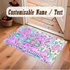 Dinosaur Theme Soft Crystal Velvet Rug Custom Name & Text Print Non Slip Floor Rug for Bedroom Living Room