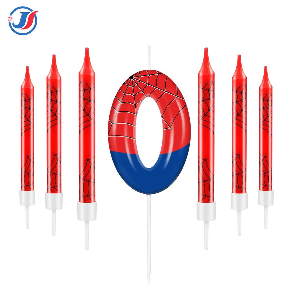 7pcs Spider Web Birthday Candles, Spider Cartoon Themed Birthday Candles Cake Topper Number Candle Spider Birthday Cake Candles