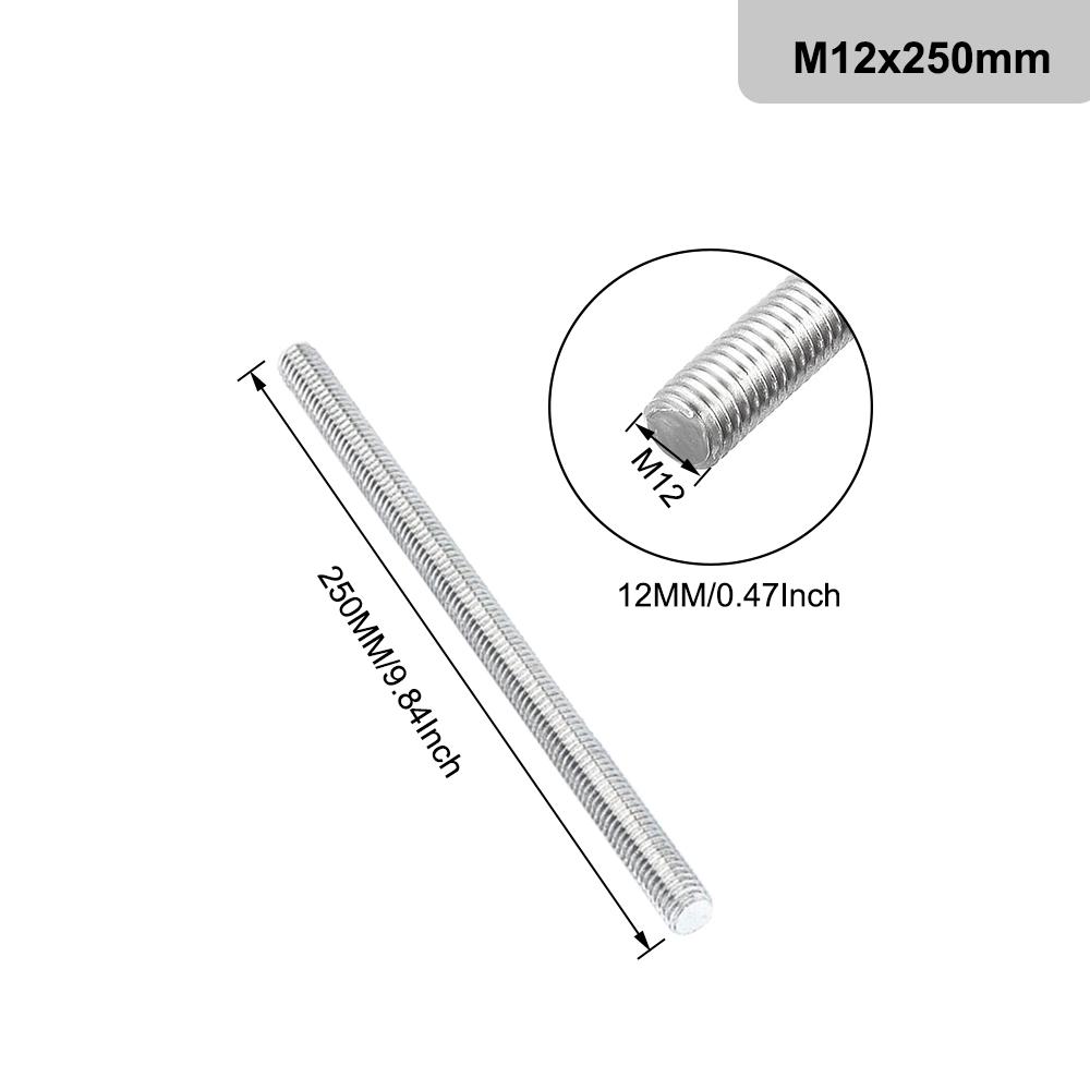 1PCS Threaded Rod 304 Stainless Steel Screw M2 M2.5 M3 M4 M5 M6 M8 M10 M12 M16 M18 M20