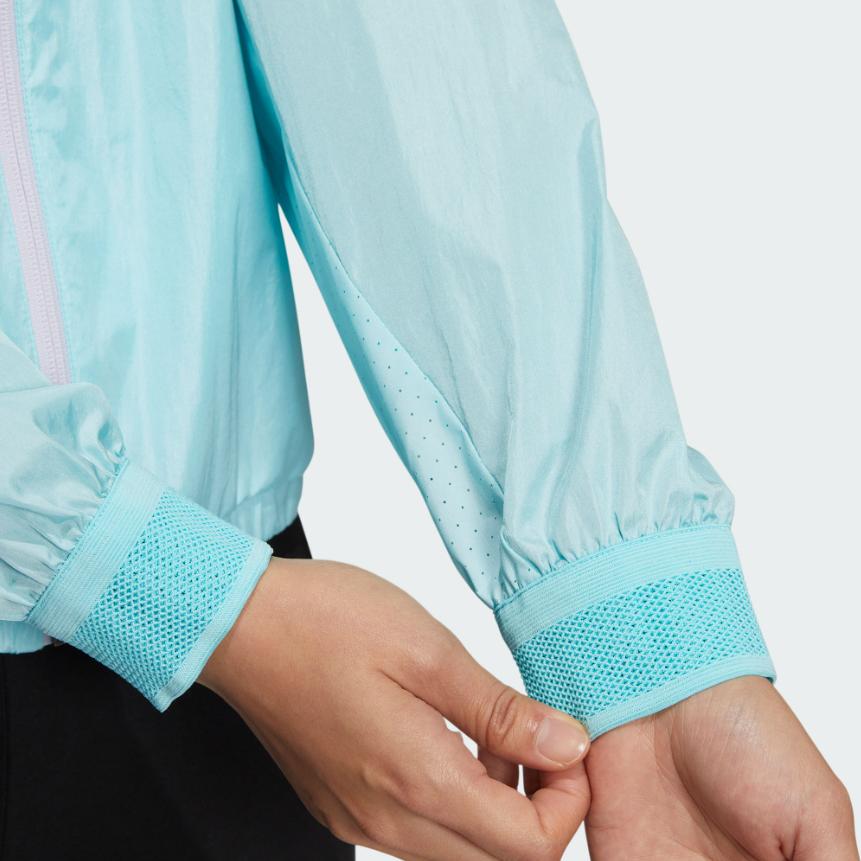 Adidas Ust Windbreaker Sports Casual Adjustable Hooded Jacket Women Jackets Ocean-Blue White HE9961