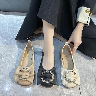 New Style Women's Casual Shoes Comfortable Non-slip Wear-resistant Simple Metal Decorative Casual Breathable Ballet Flat Loafers