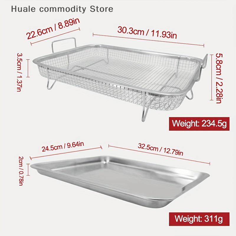 Baking Tray Oil Frying Baking Pan Stainless Steel Non-stick Chips Basket Baking Dish Grill Mesh Square Frying Colander