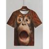 Herren 3D Gorilla Print T-Shirt Kurzarm T-Shirt Atmungsaktives Polyester Rundhals Casual Streetwear Oberteil