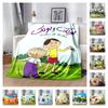 Coperta morbida in flanella con stampa cartone animato di Bolek e Lolek, erba verde, copriletto per divano per bambini, per fan dei cartoni animati per bambini