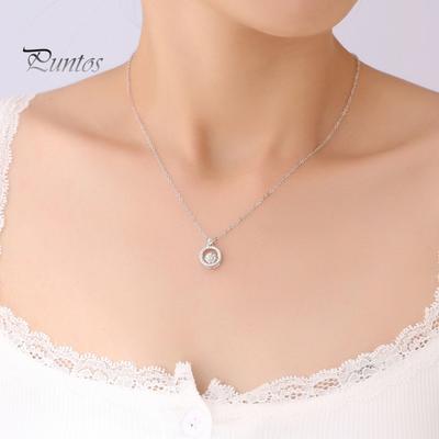 Women Necklace Rhinestone Round Pendant Necklace Sparkling Jewelry Anniversary Gift for Wife Girlfriend Mother
