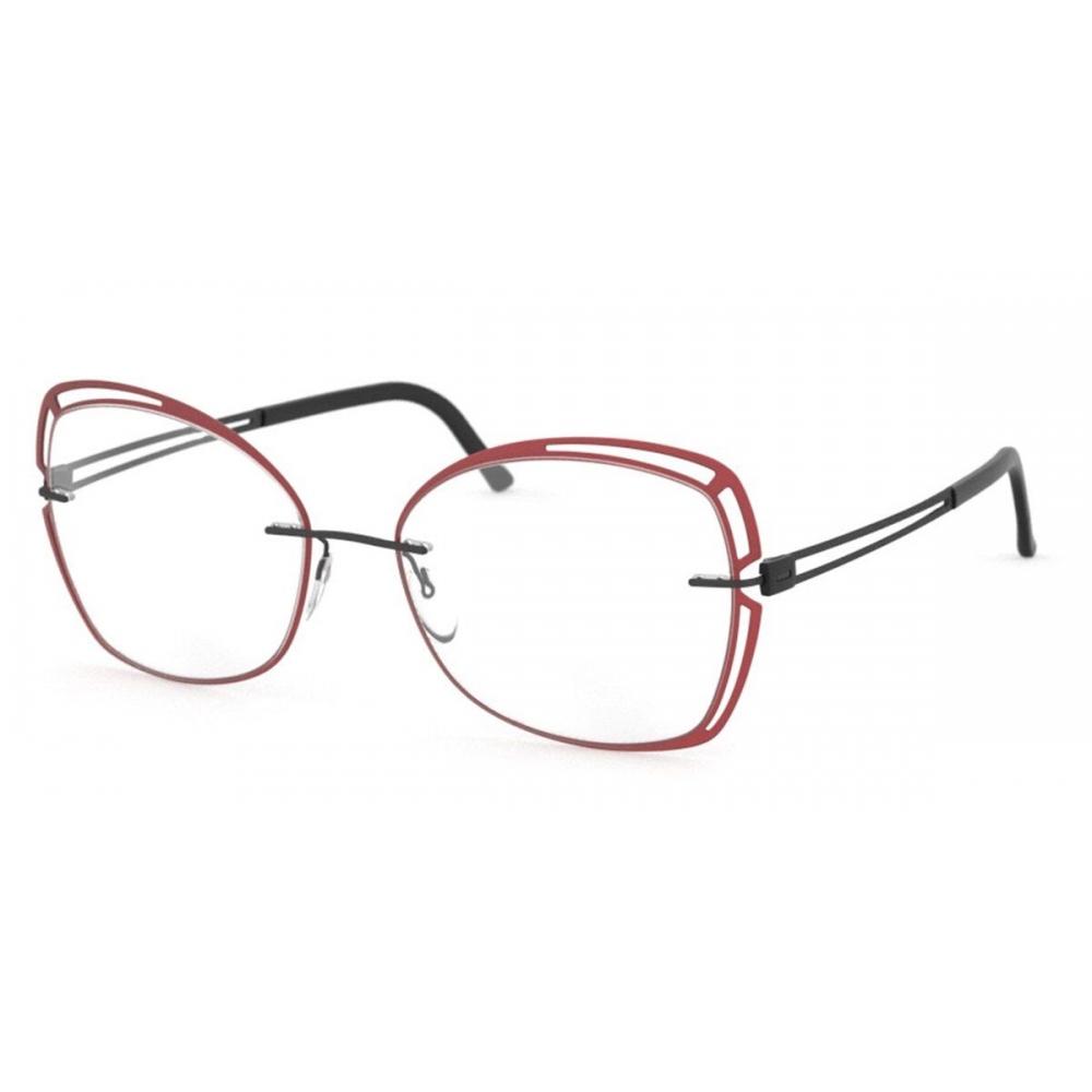 

Silhouette 5550 9040 Unisex Eyeglasses Black Royal Red/52-17-140