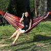 Outdoor Striped Hammock with Rope Bag, Portable Canvas Single Person Hammock, Tree Hanging Hammock for Camping Garden Patio Backyard Porch