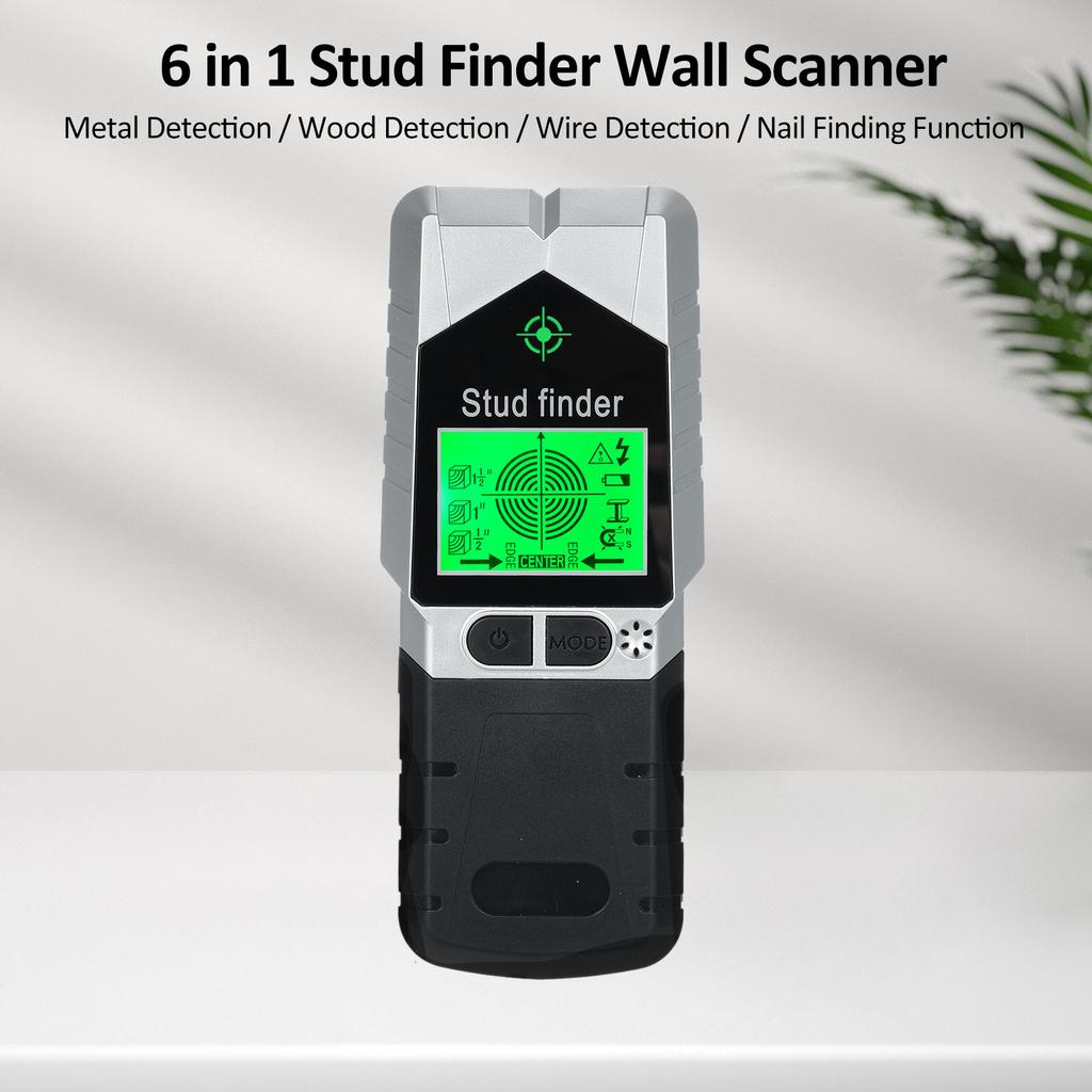 6 in 1 T50 Stud Finder Wall Scanner Stud Detector with Magnet Physical Nail Finding Function Wall Detector for Wood Metal