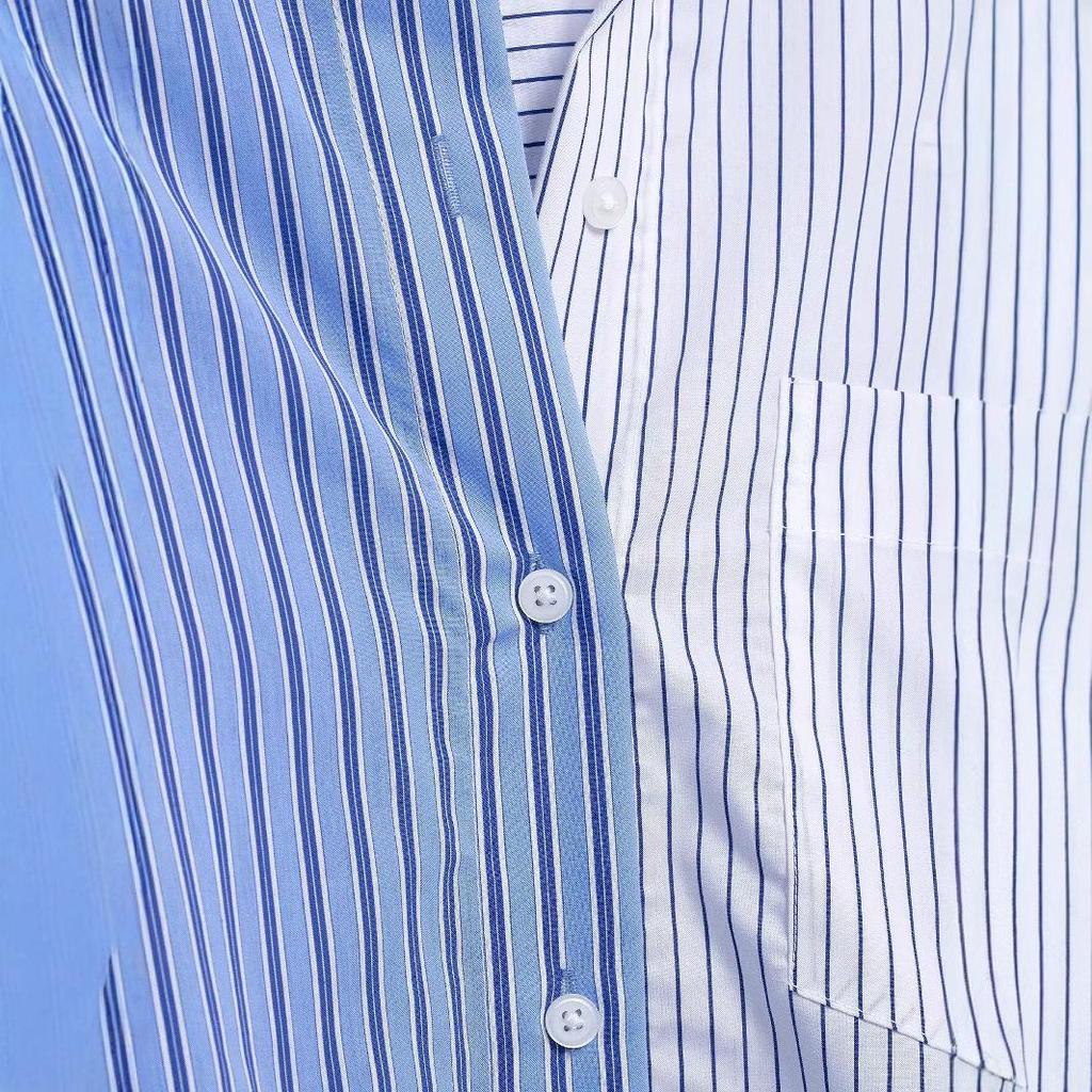 Women's Spring 2025 Fashion: Striped Long-Sleeve Single-Breasted Shirt
