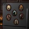 Halloween Refrigerator Magnets Magnetic Fridge Magnet, Ghost Witch Photo Frame, Wooden Vintage Theme Home Ornaments Frame Decoration, Atmospheric Dark