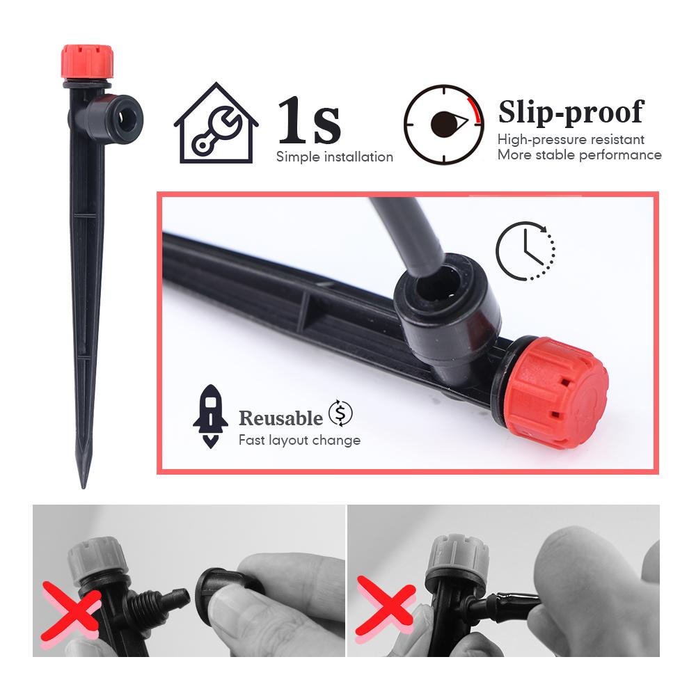 13cm 8-hole Sprinkler W/ Stake Adjustable 0-80L/H Dripper 1/4″ Quick Connector Garden Irrigation Lawn Large Area Plants Watering