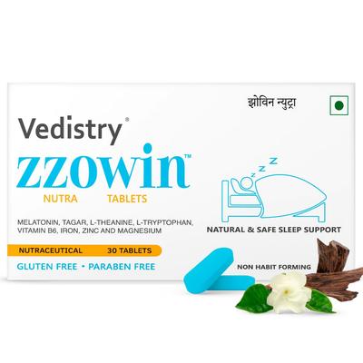 Zzowin Sleep Support Tablets 5mg Melatonin | Deep Restful Sleep Aid | 30 Tablets Pack of 1 | Fast Sleep & Relaxation Formula