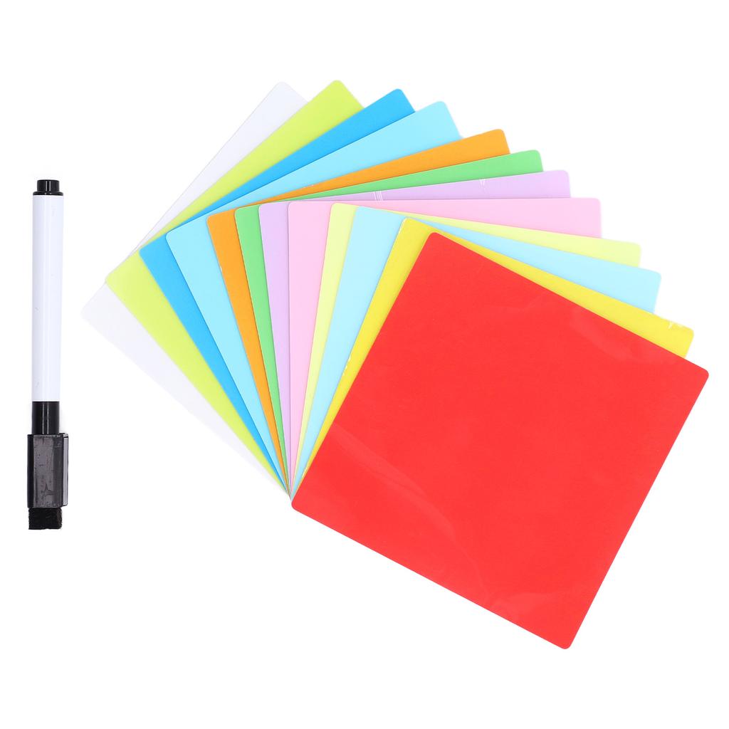 12pcs Dry Erase Notes Set Reusable Washable Removable Mini Board Squares Notes with Marker for