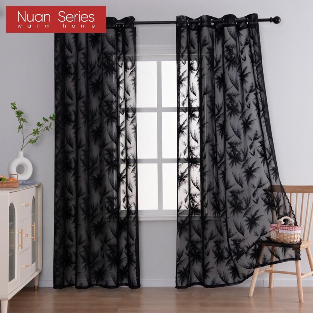 

1PC Nuan Series American Style Lace Jacquard Transparent Sheer Curtain Versatile Tulle for Living Room Bedroom Balcony Window Home Decor W100cm x L130cm білий