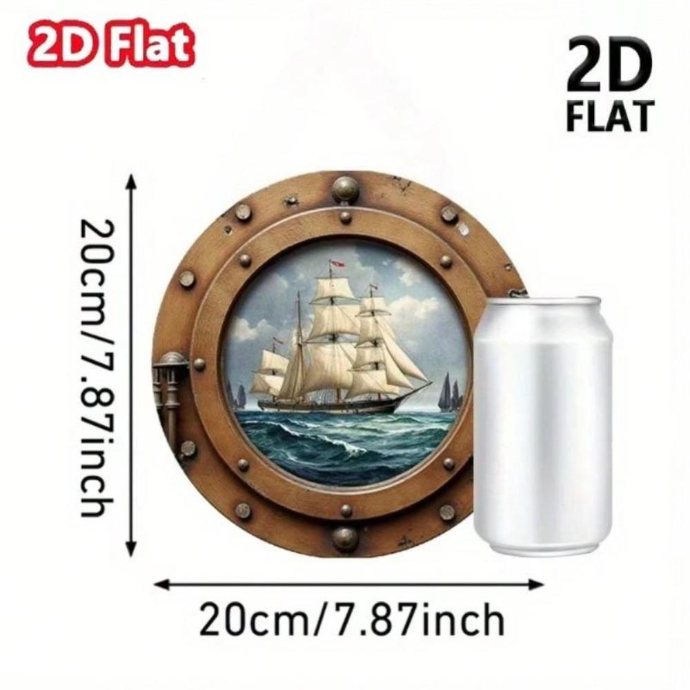 Metal Wall Art Sea Boat Porthole Sign Farmhouse Coastal Decor Wood Plaque
