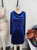 2025 Autumn/Winter Velvet Swing Collar Long Sleeve Party Dress for Women - Stylish and Elegant.