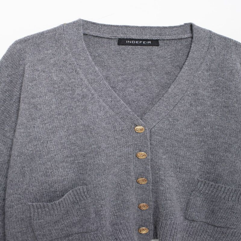 Fashion Style 2024 Fall and Winter New Women's Clothing Easiest for Match Basic Long Sleeves V-neck Knitted Jacket 2893140