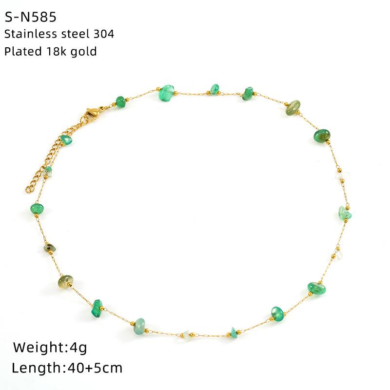 Halskette aus Edelstahl mit glasierten Perlen und Kristallen, süße türkisfarbene Natursteinkette, Persönlichkeit, hochwertige Schlüsselbeinkette