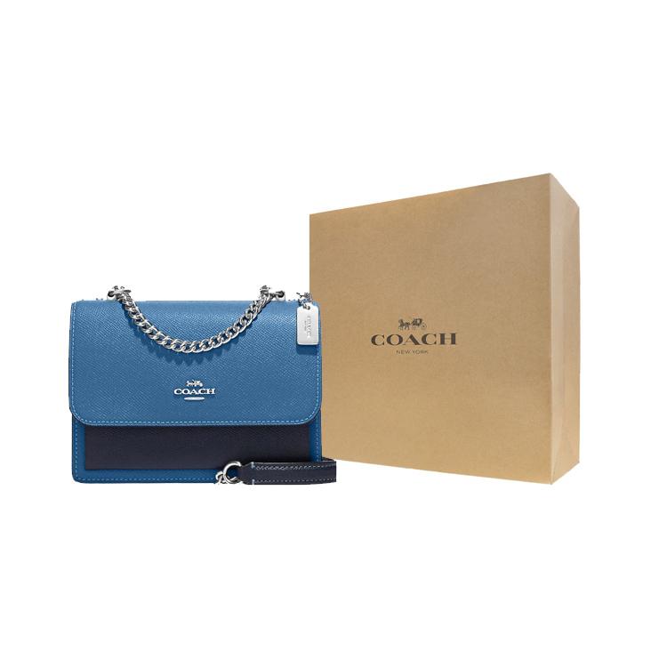New COACH Klare Cross Grain Leather Shoulder Bag, Crossbody Bag Mini Women's Blue CF376-SVOCC