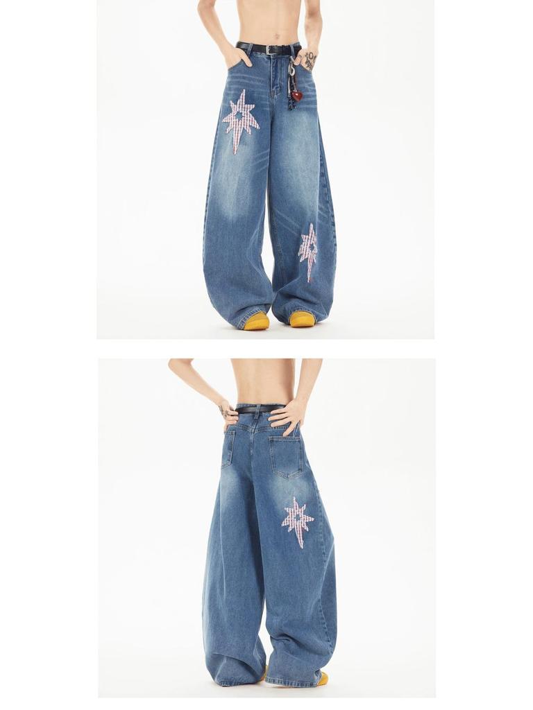 American Retro 2025 Curved Knife Denim Jeans: Unisex Loose Wide-Leg Pants