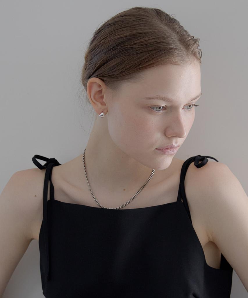 Alleun Silver 925 Oxidized Thick Curve Chain Long Choker Necklace