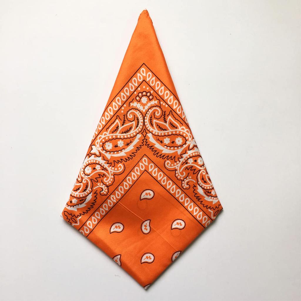 Trifong bandana orange 100% cotton handkerchief paisley pattern adult stylish cotton cashew pattern bandana men's women's unisex 55cm x 55cm KC-D
