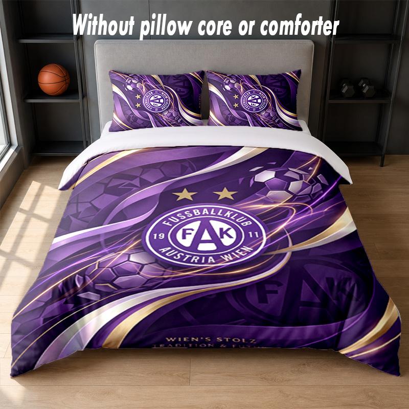 Austria Wien FC Design Bed Bedding Set 1 Duvet Cover + 2 Pillowcases Soft Breathable Household Bed Linens