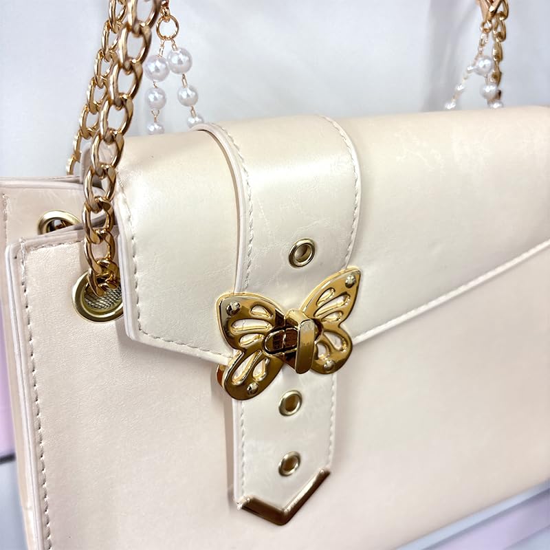 [Ugou Xiaopu] Ita Bag with Butterfly Decoration, Cream [Parallel Import]