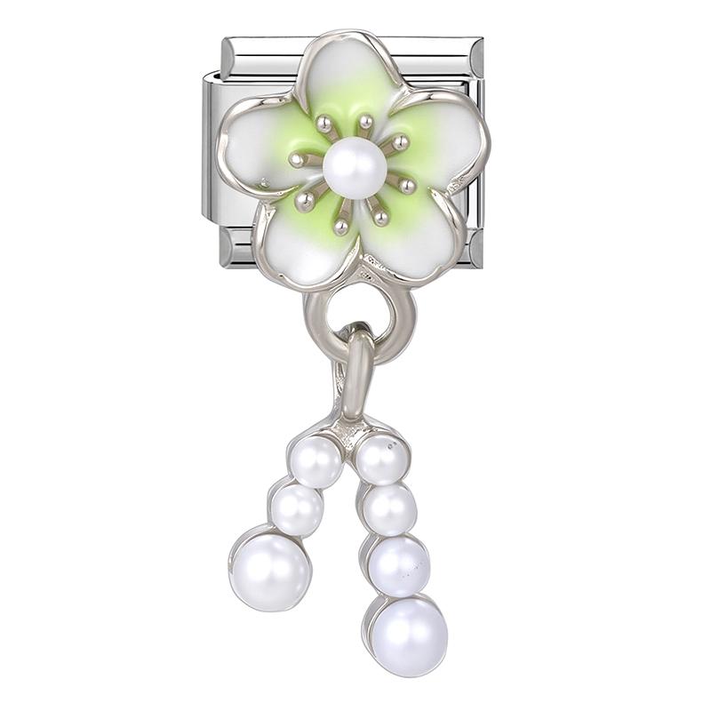 Women Zircon Heart Butterfly Moon Star Bow Pearl Pendant Italian Charm Links Fit 9mm Stainless Steel Bracelet DIY Making Gifts