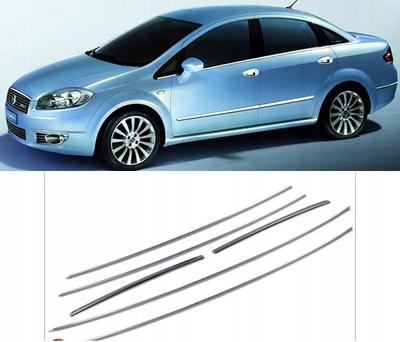 FIAT LINEA - Chrome Side Door Window Trims - Premium Car Edge Accents - Protective Door Frame Enhancer