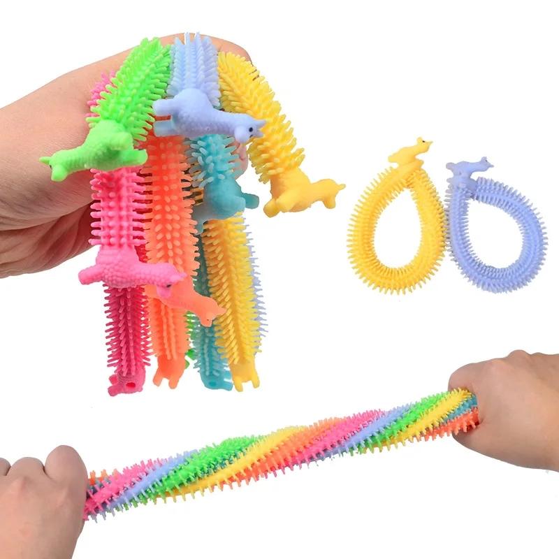 6Pcs Funny Unicorn Pull Worm Noodle Fidget Toys Stretch String Tpr Rope Anti Stress Toys String Stress Relief Autism Vent Toy