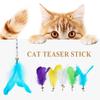 Cat Toys Wand with 3 Assorted Teasers Feather Teaser Stick Wand for Cat Kitten Having Fun Exerciser Playing Cat Accessories