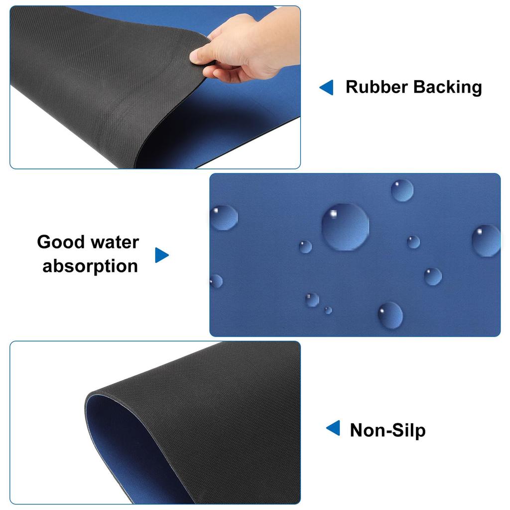 Uxcell Coffee Quick Dry Dish Drying Stain Rubber Absorbent Mat for Coffee Kitchen Counter Coffee Kitchen Draining 80 X 40 Blue Mat, Mat, Hider,