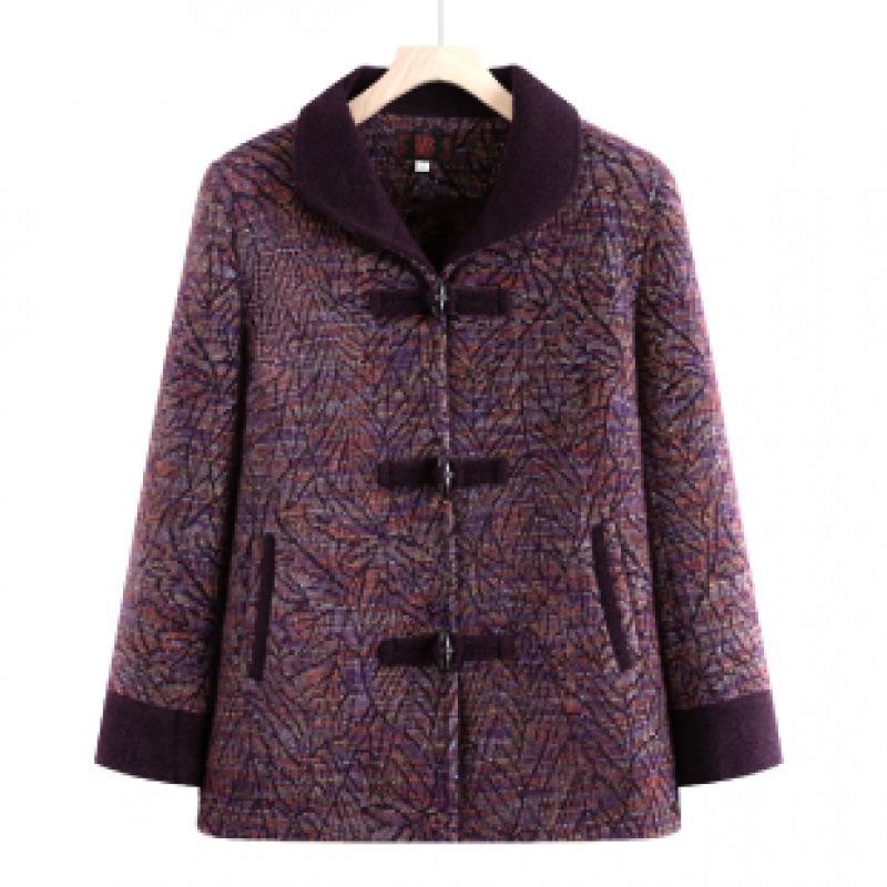 

Noble retro mink woolen autumn and winter new top plush thickened old lady coat 6XL [Recommended 160-82.5kg]