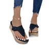 New Large-size Toe Solid Color Thick-soled Slippers Cross-border Independent Station Slope Heel Women's Buckle Fish Mouth Flip-flops