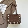 Retro Suede Single-shoulder Handbag, Rivet Handbag, Stylish Underarm Bag