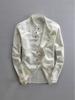 Chemise à col montant à manches longues boutonnée pour homme, style chinois, pour le printemps et l'automne