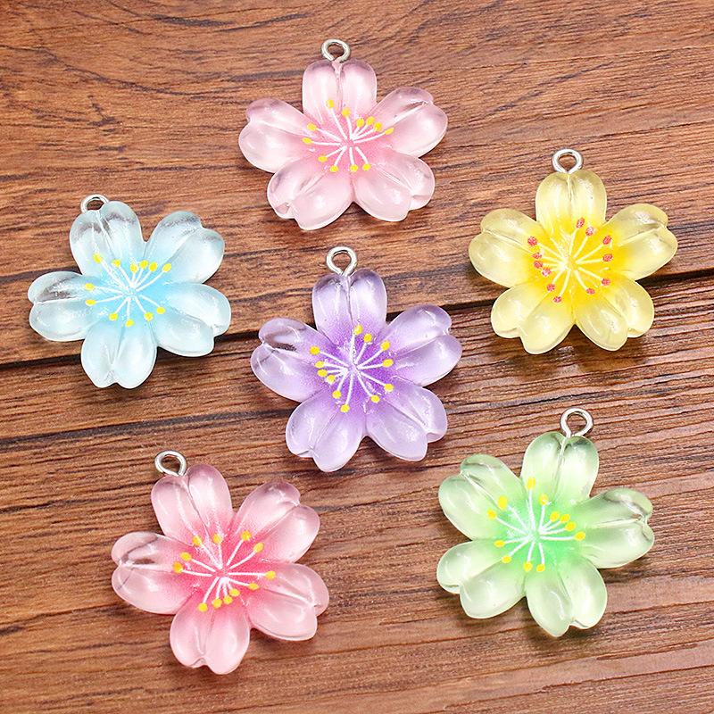 10Pcs 25X29mm DIY Resin Accessories Five-petal Flower Jewelry Accessories