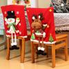 Christmas Chair Cover Snowman Santa Claus Elk Deer Chair Cover Christmas Table Decoration Dining Chair Cover Xmas Party Supplies