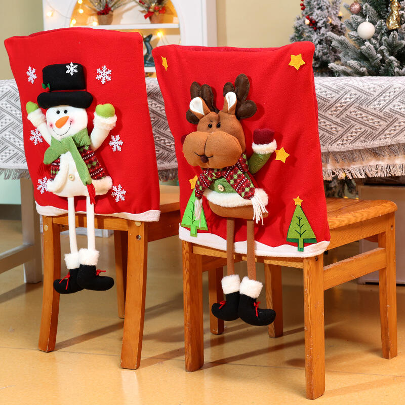 Christmas Chair Cover Snowman Santa Claus Elk Deer Chair Cover Christmas Table Decoration Dining Chair Cover Xmas Party Supplies