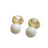Eco-Friendly French Luxury Mermaid Shell Pearl Hoop Earrings - Elegant, Versatile Fashion for Daily Wear