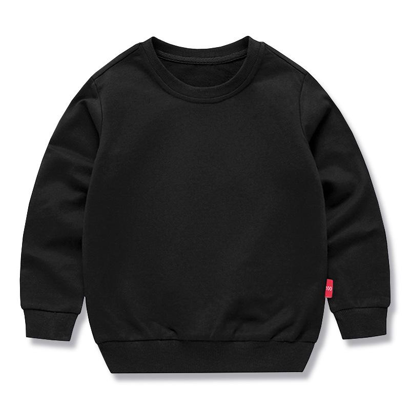 Children's Spring Collection Korean-Style Solid Color Hoodie - Trendy Long Sleeve Round Neck for Boys & Girls