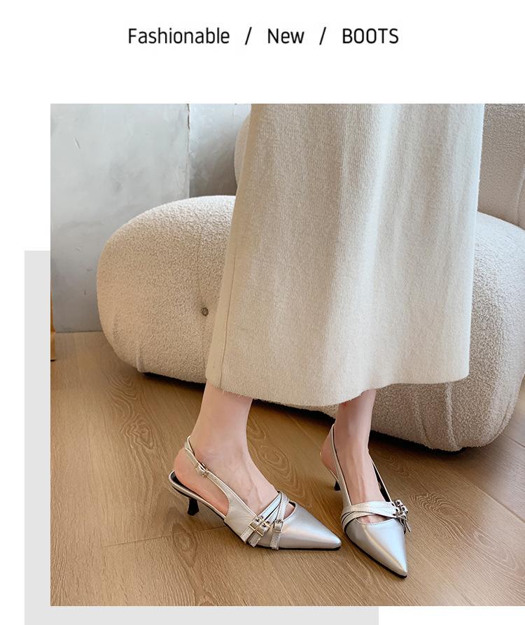 Niche high heels red bag head sandals fairy shoes 2025 new spring and summer black French pointed single shoes