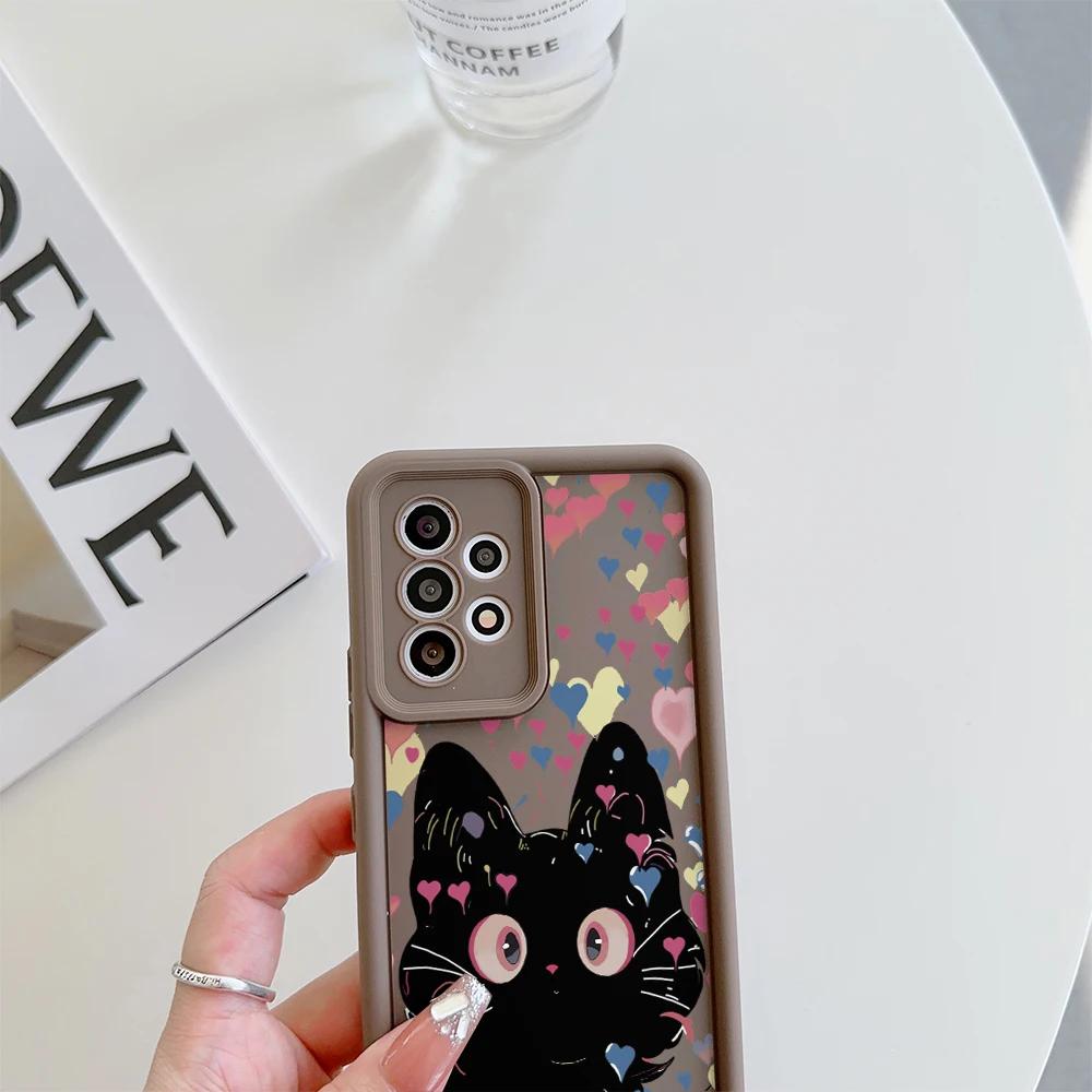 Schwarze Katze Herz Handyhülle Für Motorola Moto Edge 50 Pro Fusion 40 NEO G84 G35 G85 5G G22 G32 G52 G30 G60 Weiches Cover Coque