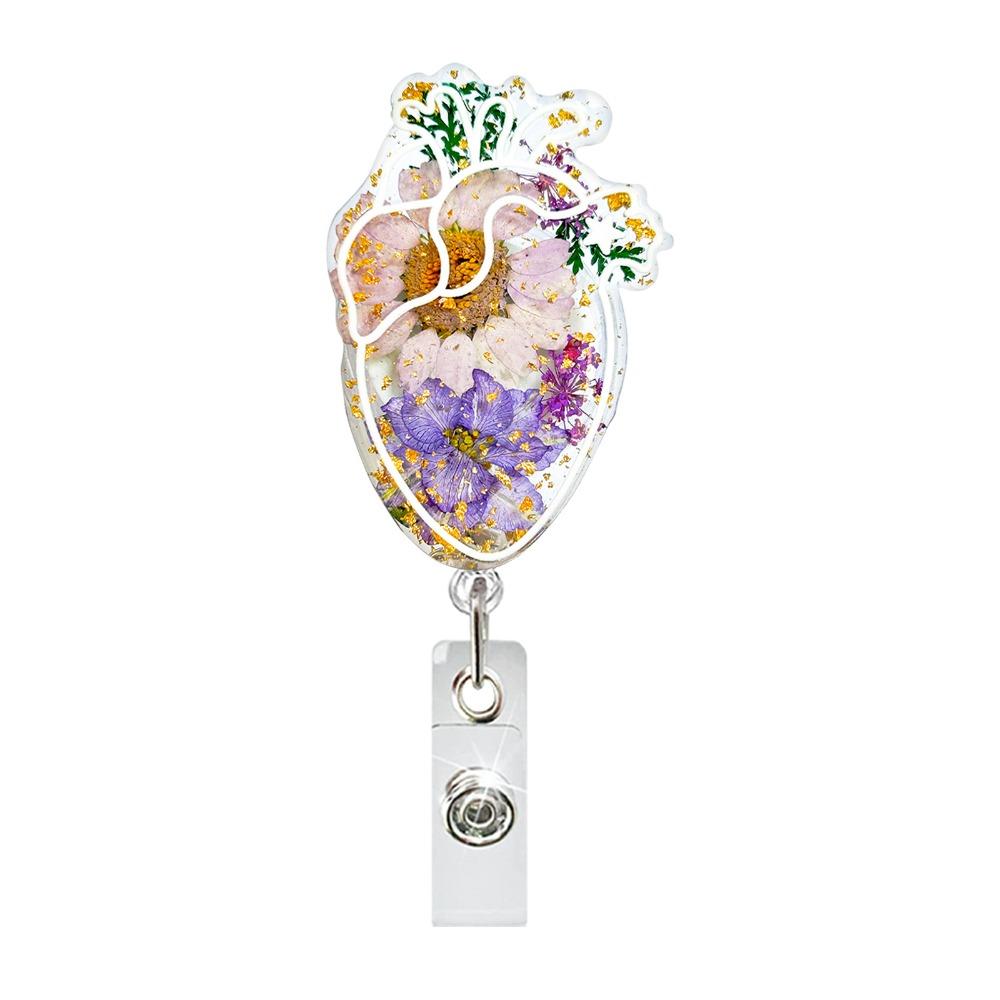 Fall-proof Daisies Pattern Badge Clip Stretchable Retractable Badge Reel  Name Tag