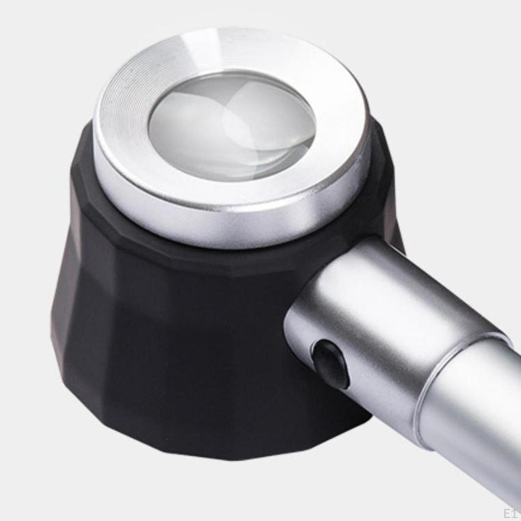 45x Magnifying Glass with Illuminated Book Magnifier Storage Bag LED Lens Metal