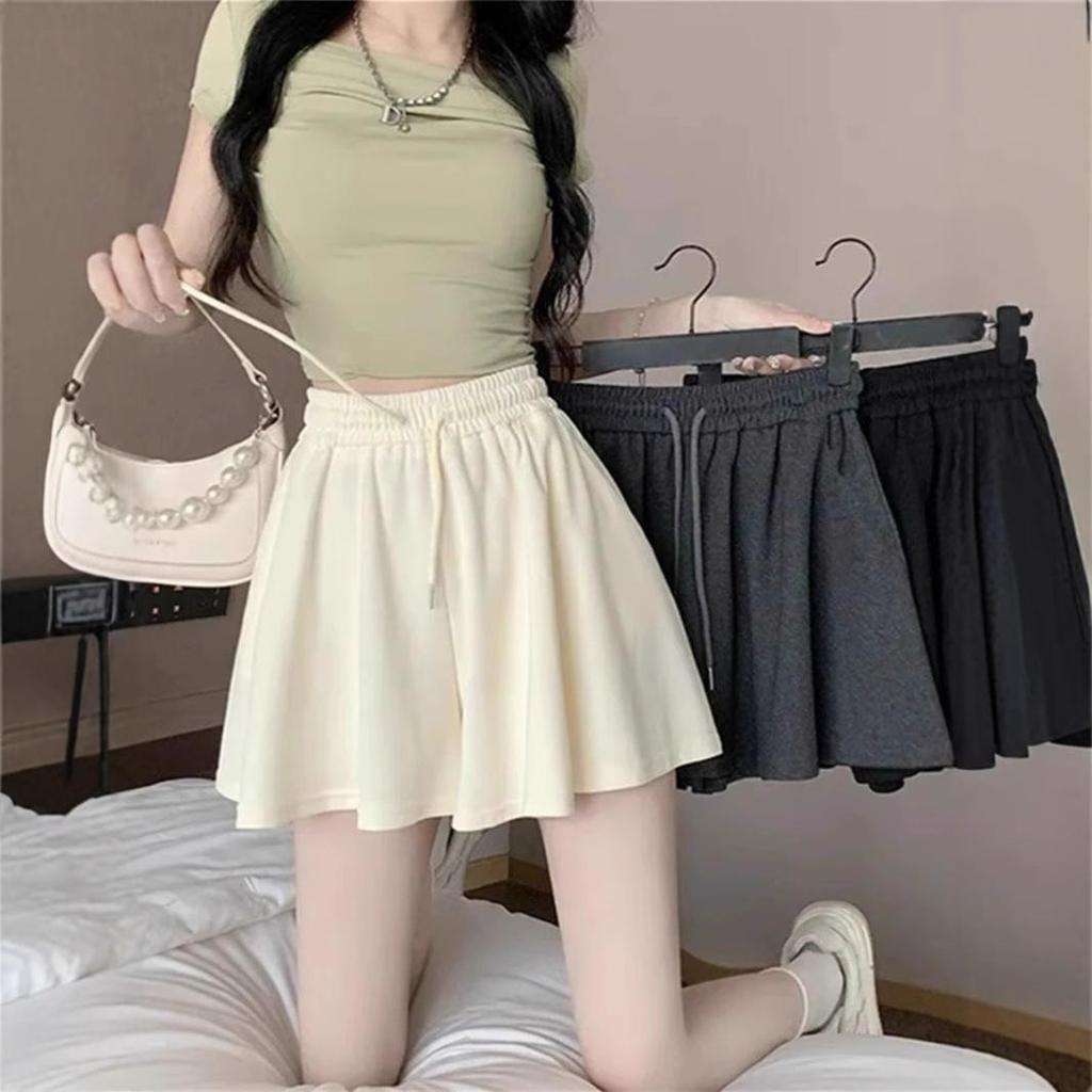 150 New Gray Wide-Leg Ballet Shorts for Petite Women - High Waist, A-Line Casual Sports Pants