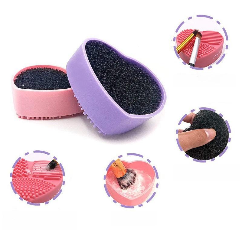 Makeup Brush Cleaner Washing Brush Pad Cleaning Mat Cosmetic Brush Cleaner Tool Scrubber Box